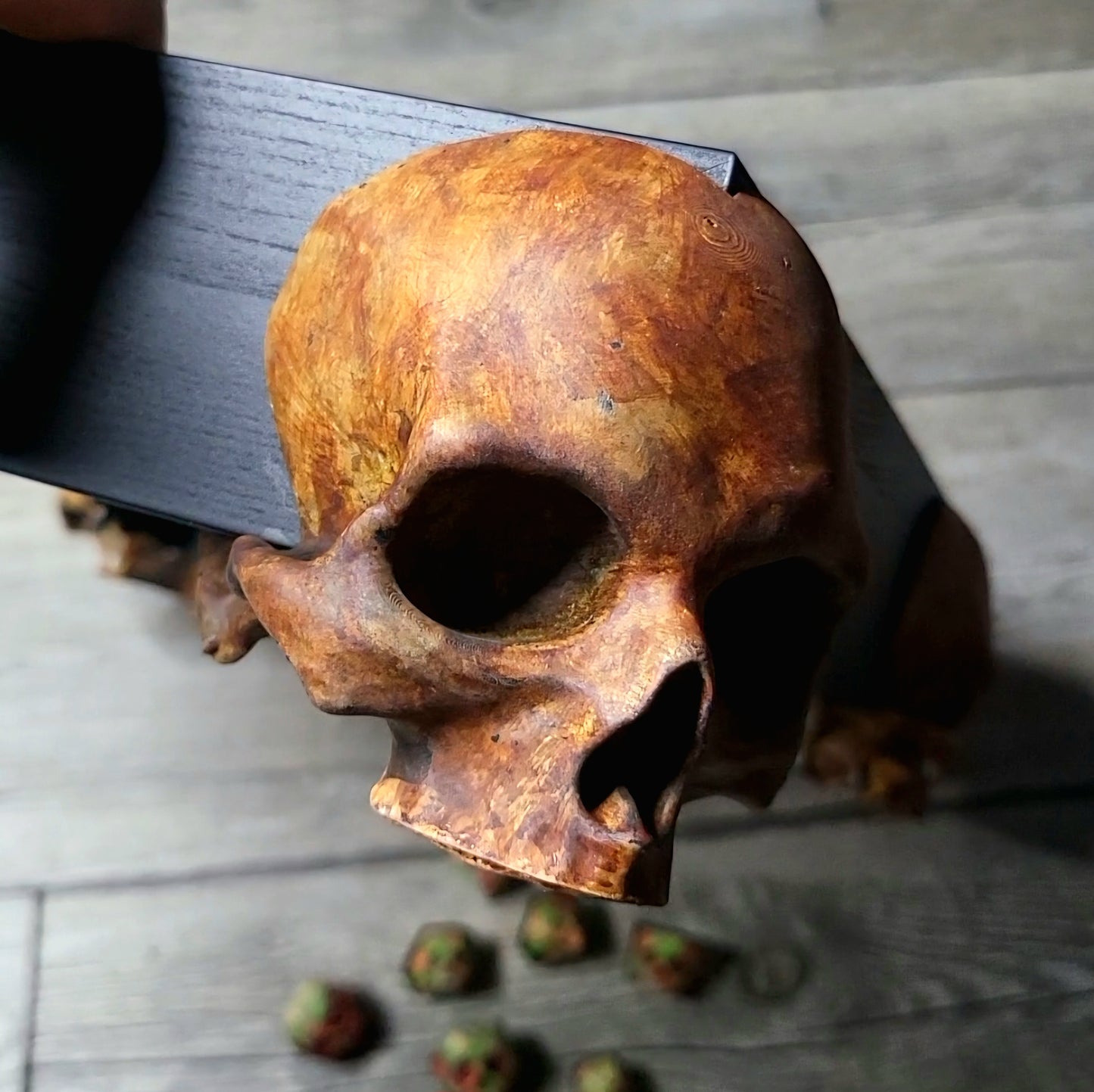 Dice tray with skull feet for dice rolling for tabletop role playing board games