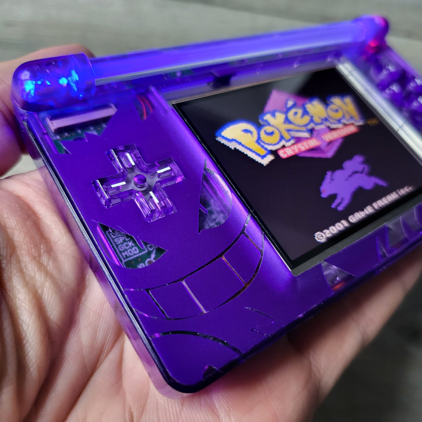 Custom Nintendo gameboy macro console in Pokemon Gengar style