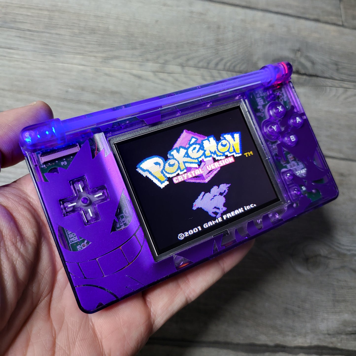 Custom Nintendo gameboy macro console in Pokemon Gengar style