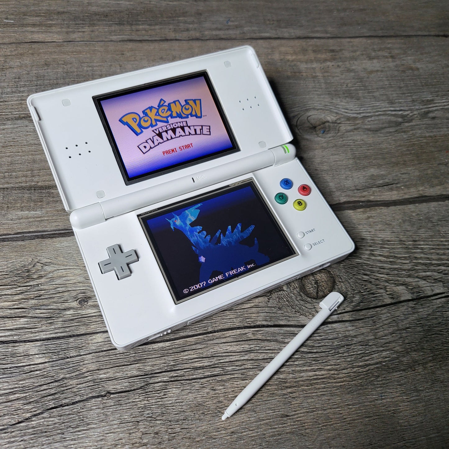 Custom Nintendo DS Lite console with colored snes buttons