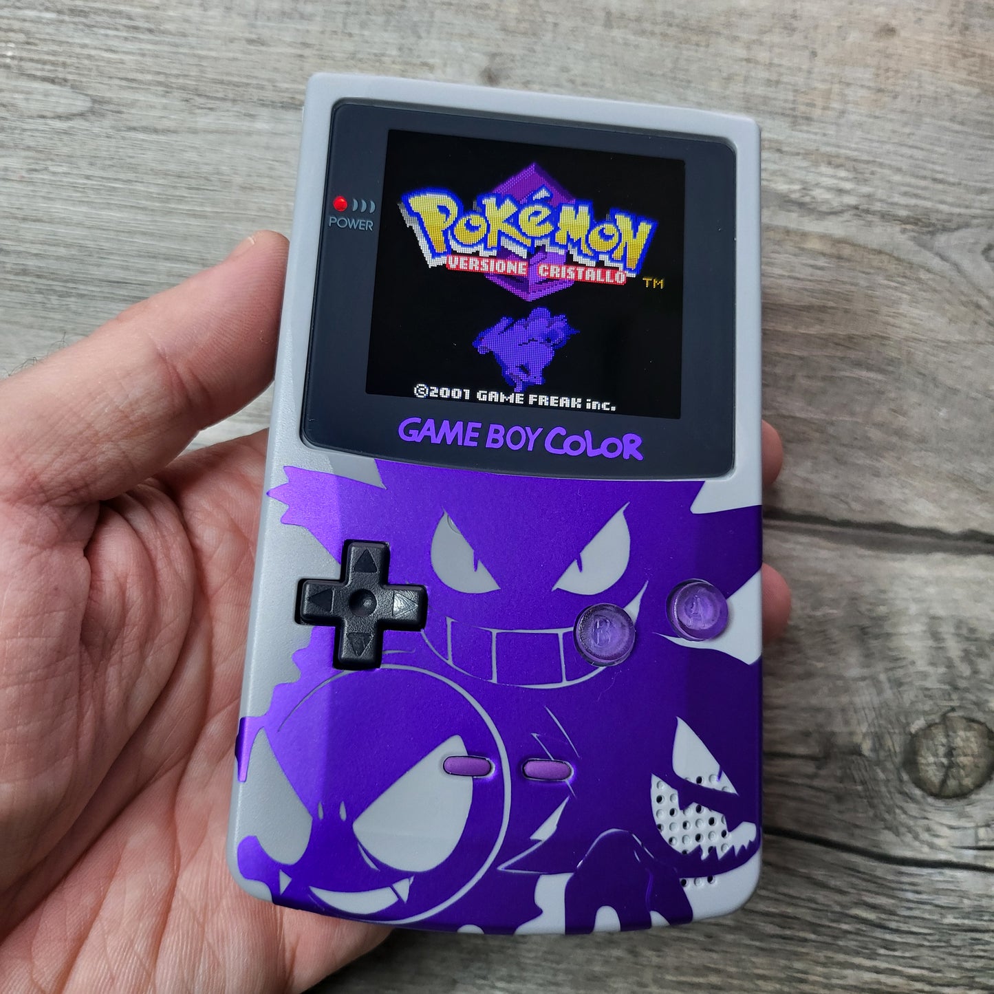 Custom Nintendo gameboy color console in Pokemon Gengar style