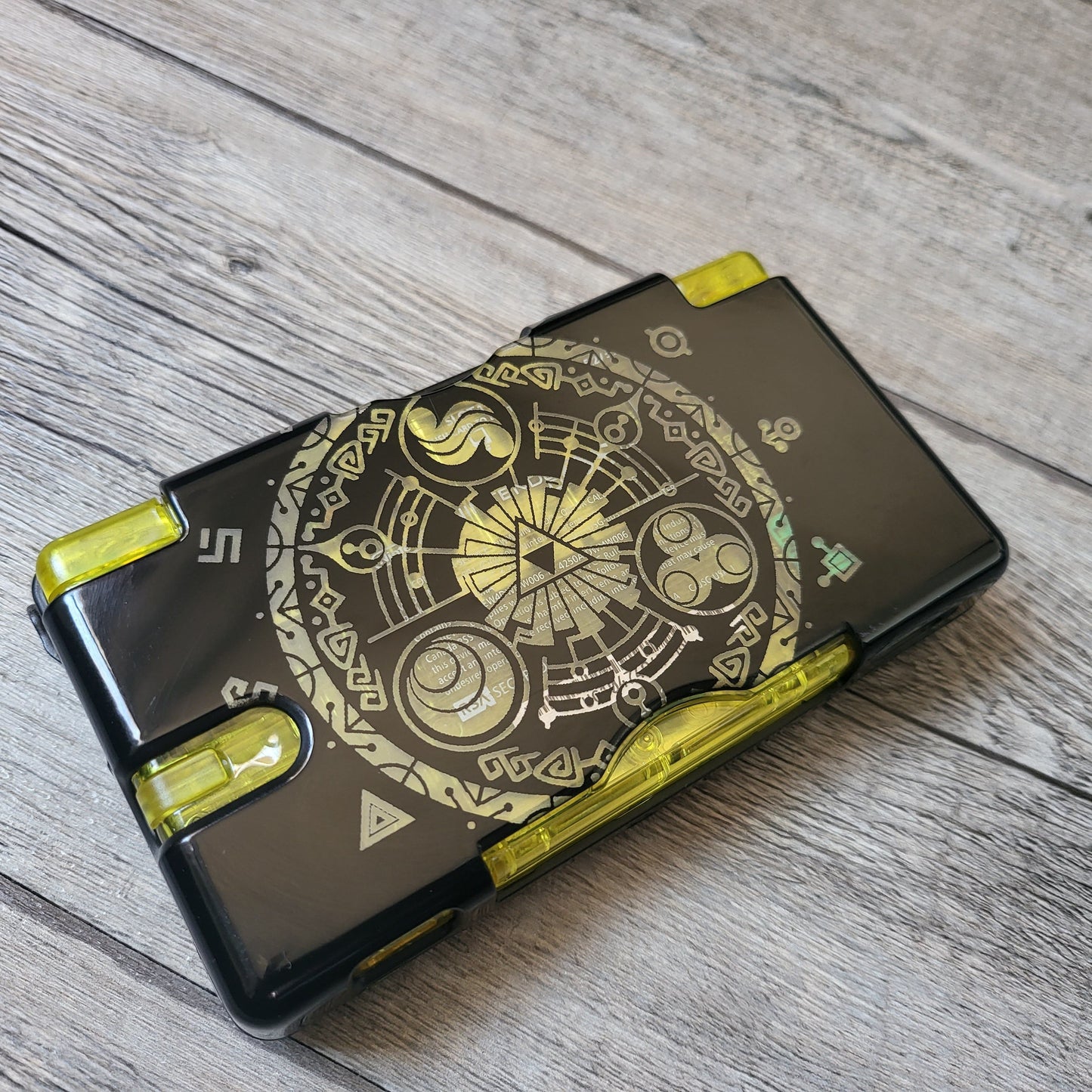 Custom shell cover for Nintendo with Zelda themed laser engravings