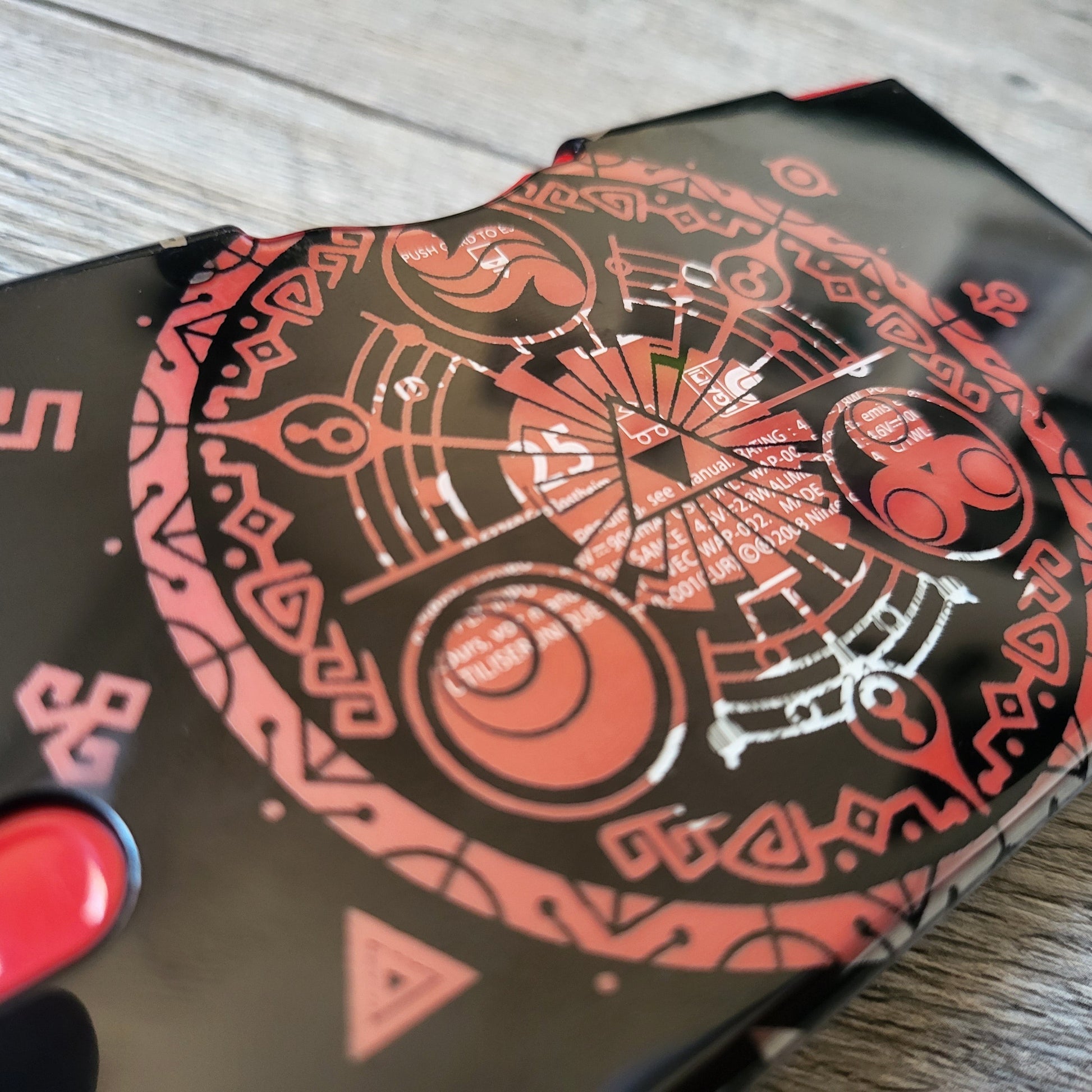 Custom shell cover for Nintendo with Zelda themed laser engravings