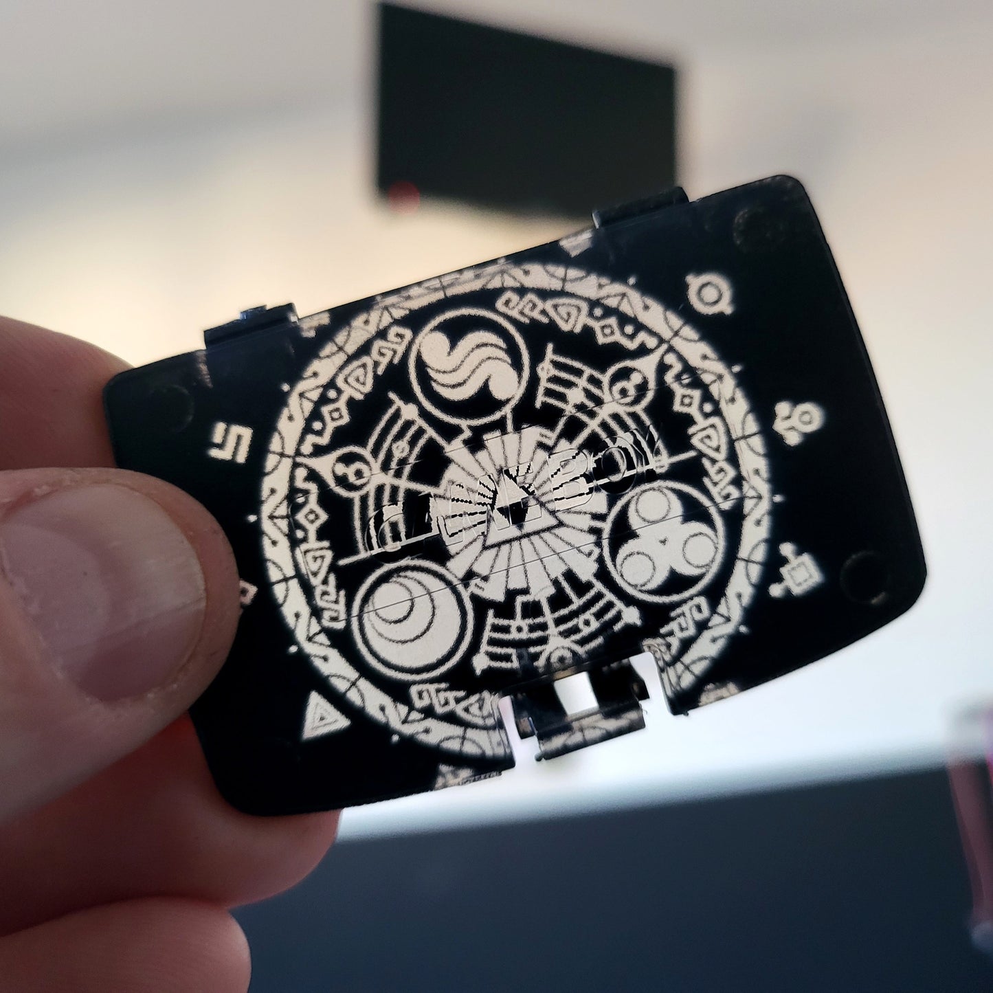 Custom shell cover for Nintendo with Zelda themed laser engravings