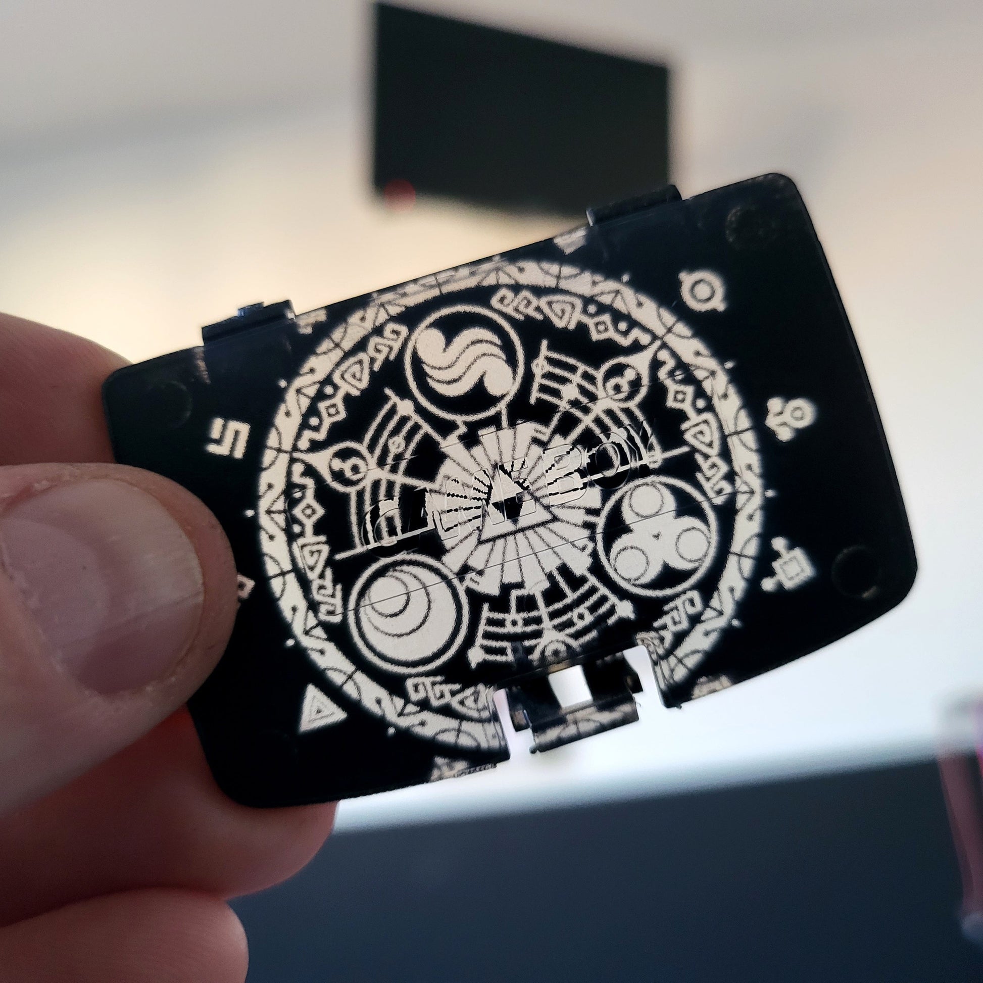 Custom shell cover for Nintendo with Zelda themed laser engravings