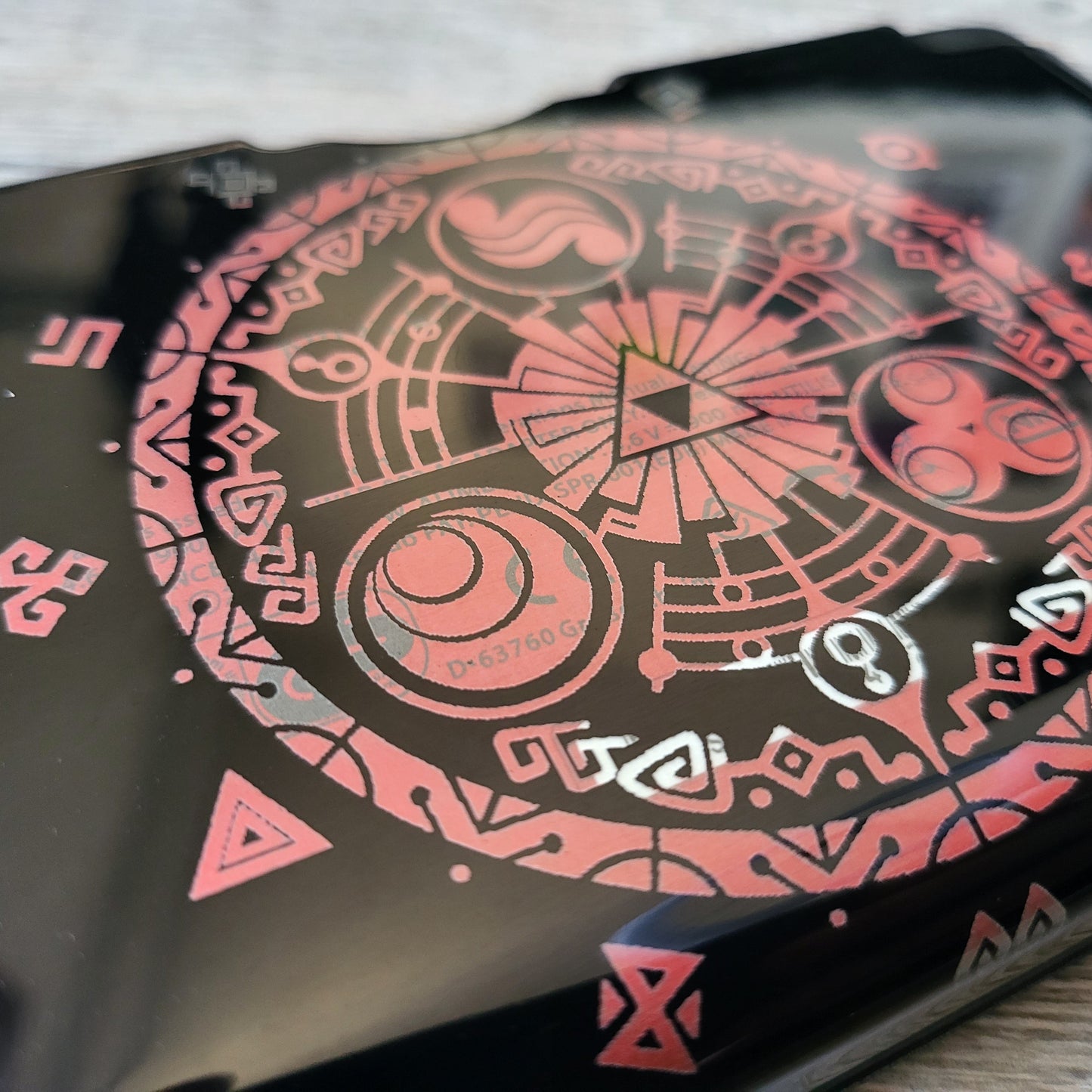 Custom shell cover for Nintendo with Zelda themed laser engravings