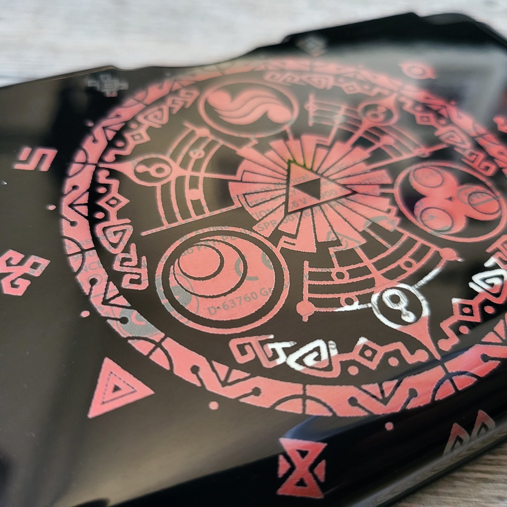 Custom shell cover for Nintendo with Zelda themed laser engravings