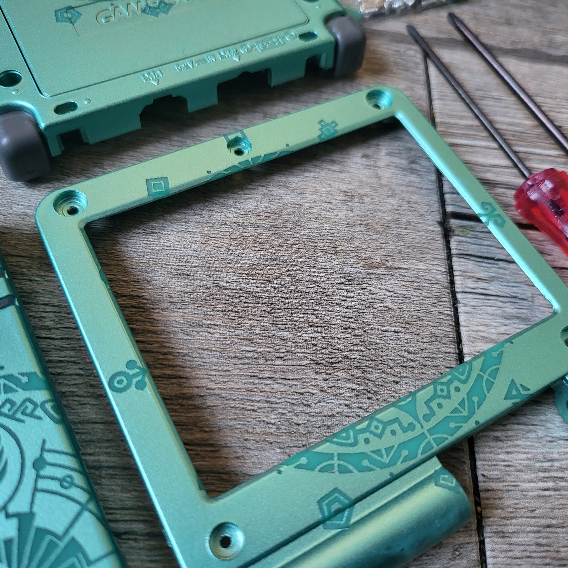 Custom shell cover for Nintendo with Zelda theme laser engravings