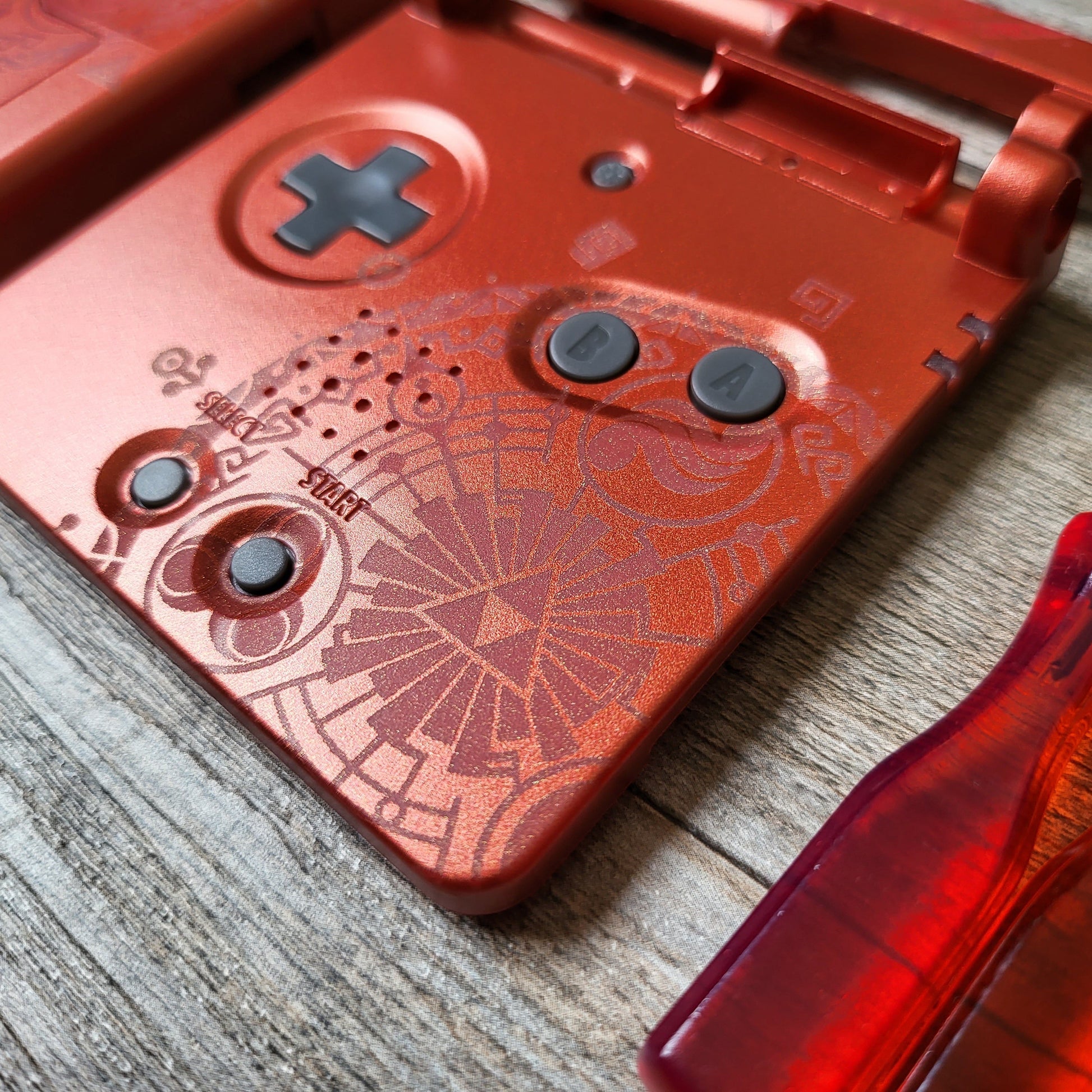 Custom shell cover for Nintendo with Zelda theme laser engravings