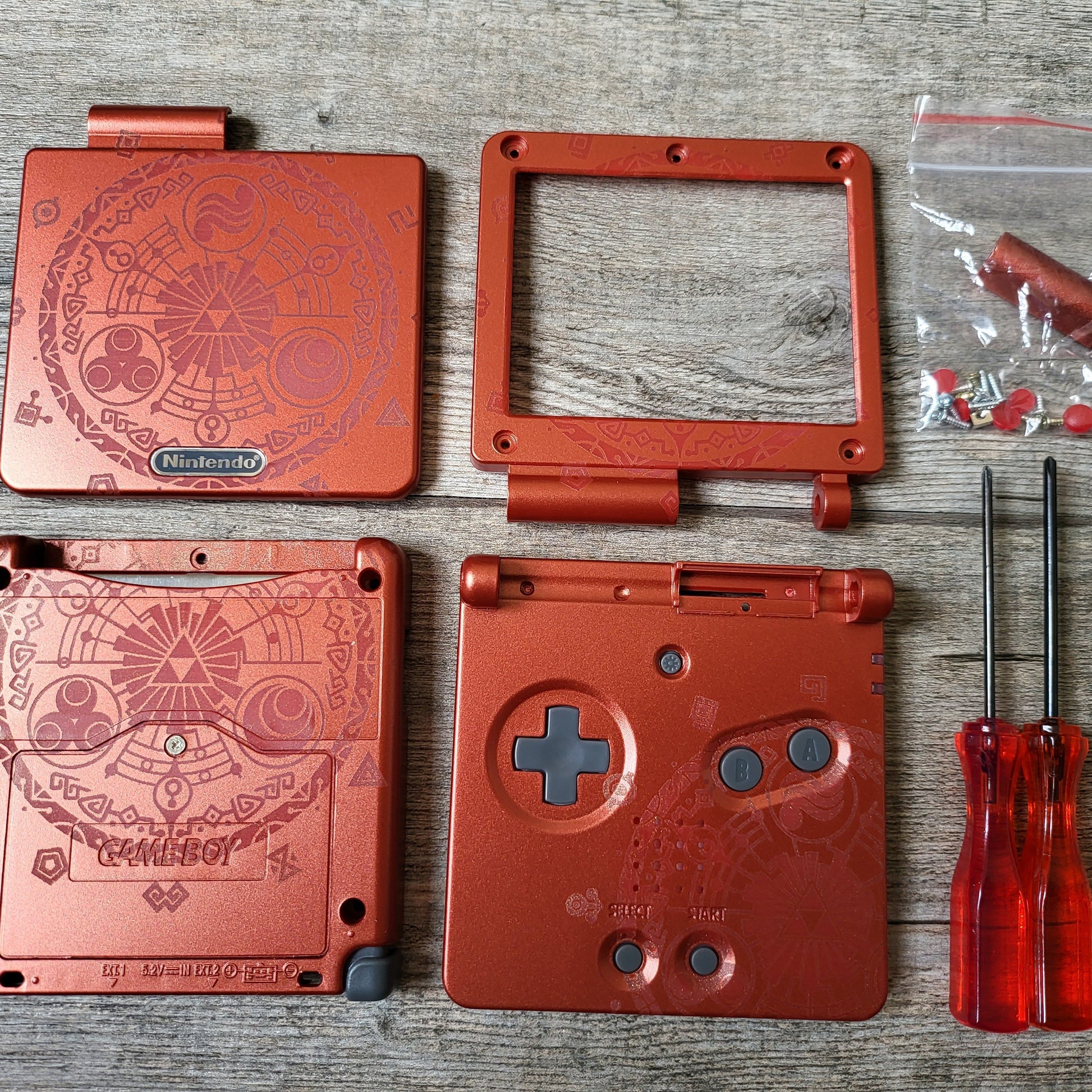 Custom shell cover for Nintendo with Zelda theme laser engravings