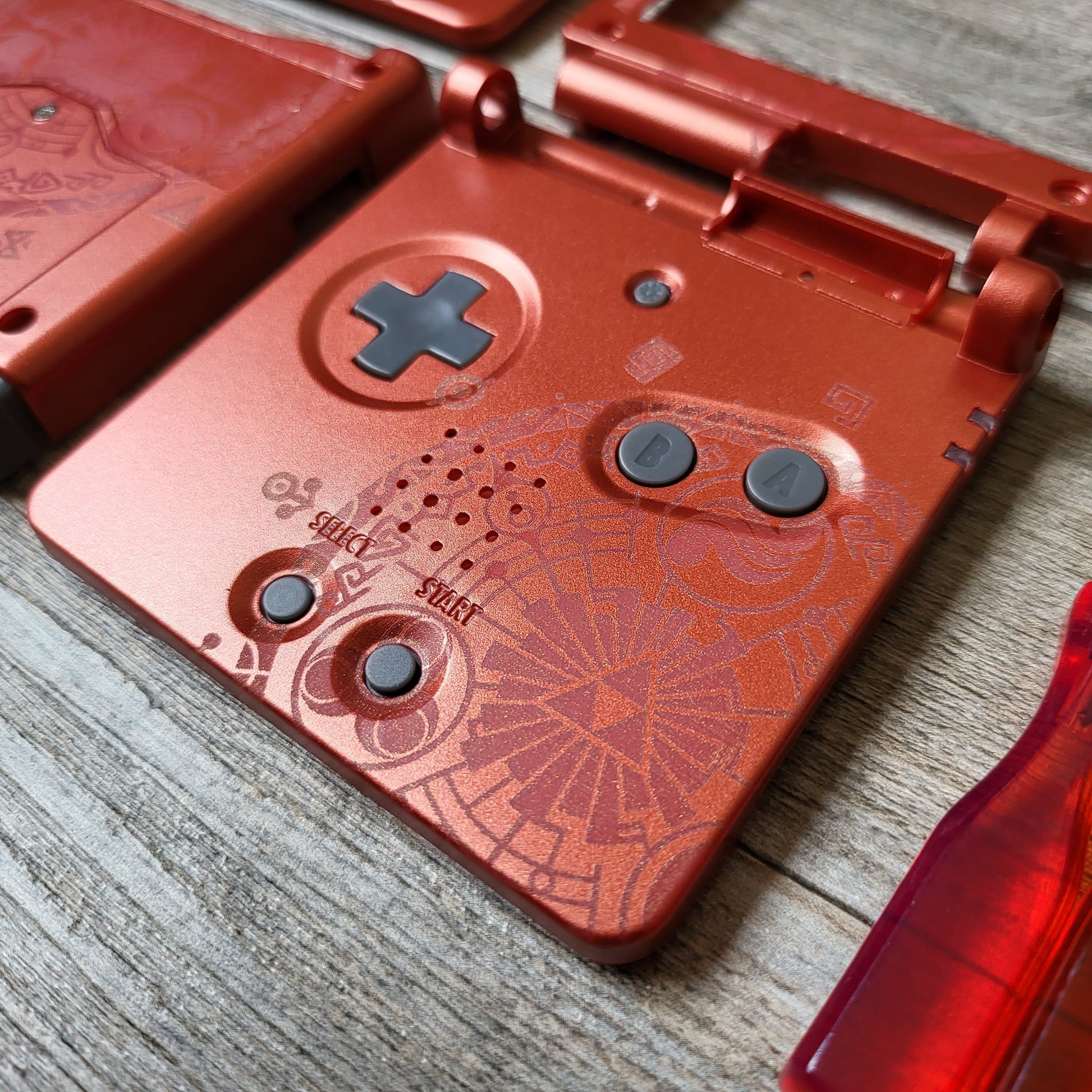 Custom shell cover for Nintendo with Zelda theme laser engravings