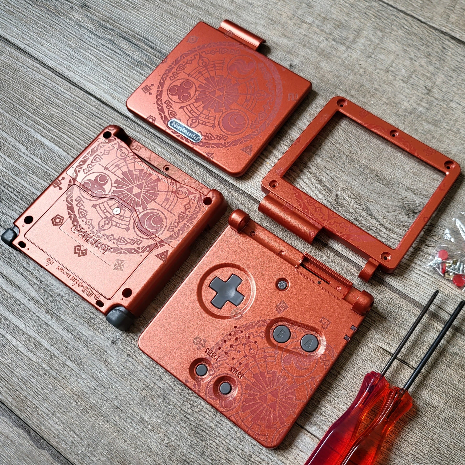Custom shell cover for Nintendo with Zelda theme laser engravings