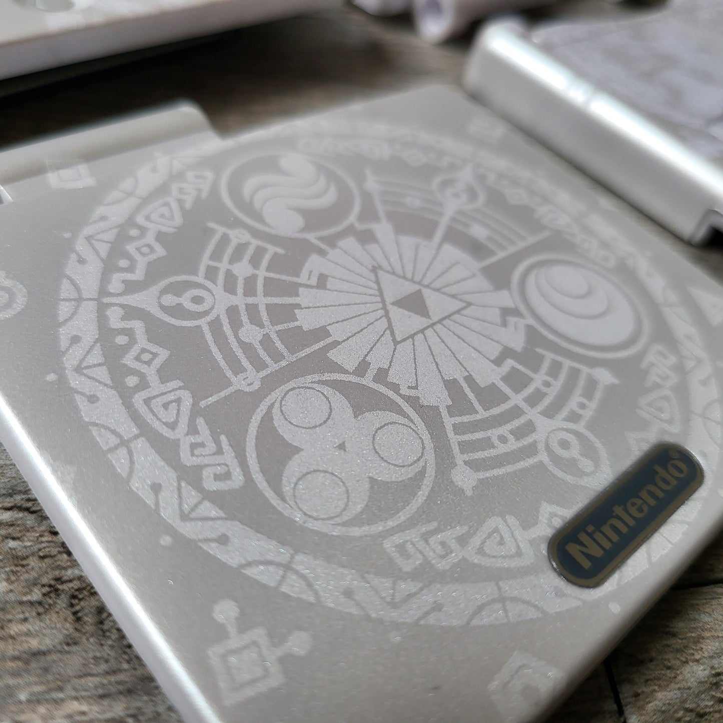 Custom shell cover for Nintendo with Zelda theme laser engravings