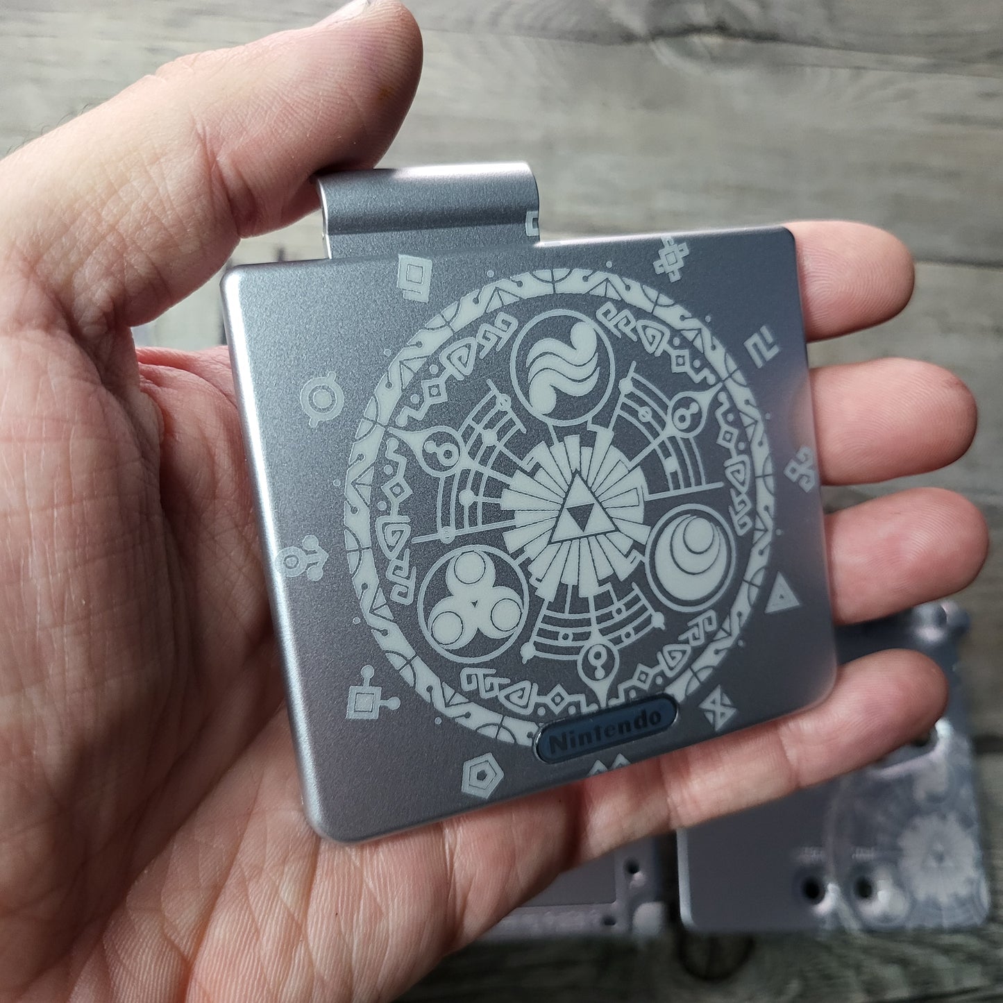 Custom shell cover for Nintendo with Zelda theme laser engravings