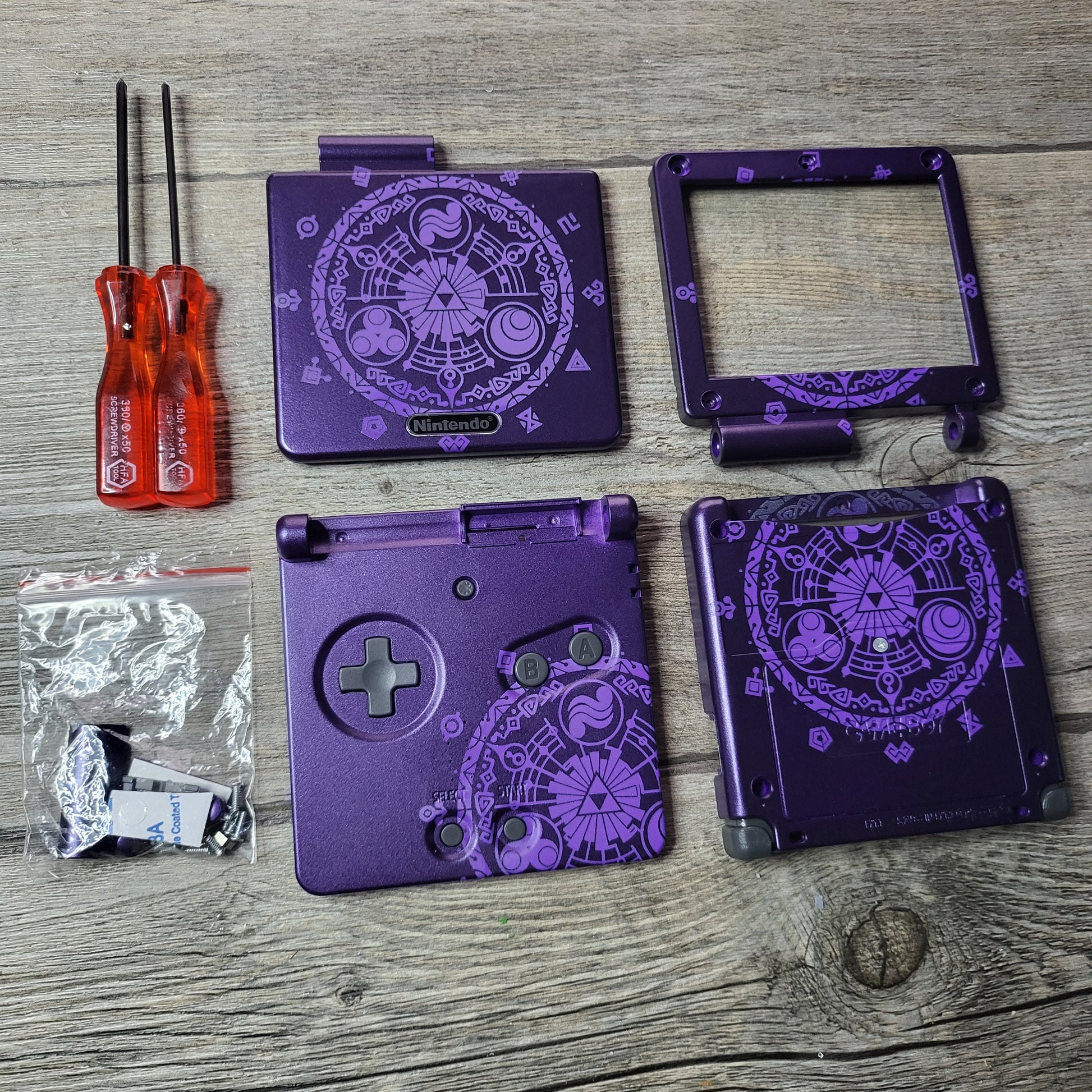 Custom shell cover for Nintendo with Zelda theme laser engravings