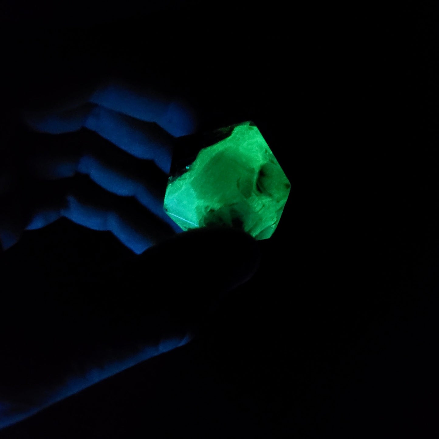 D20 dice in 33 mm format with skull inside for role-playing games for Dungeons and Dragons