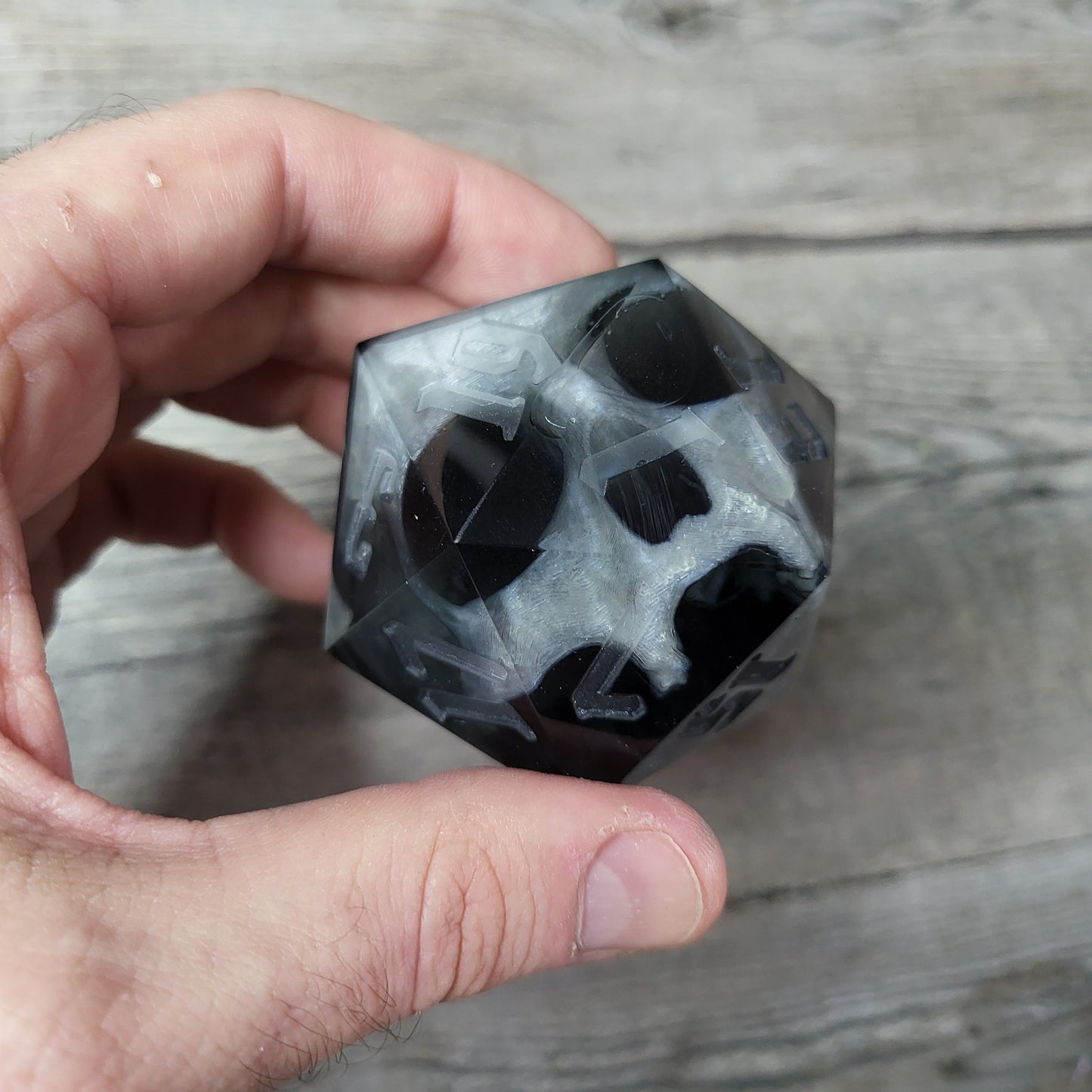 D20 Dice in 66mm jumbo size with skull inside for role playing games for Dungeons and Dragons