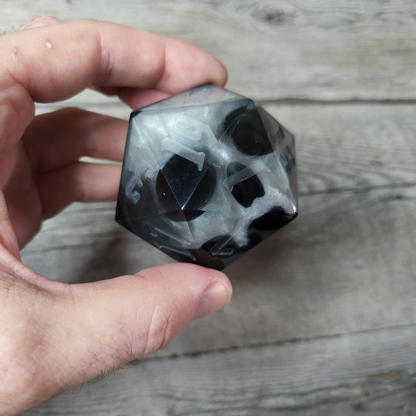 D20 Dice in 66mm jumbo size with skull inside for role playing games for Dungeons and Dragons