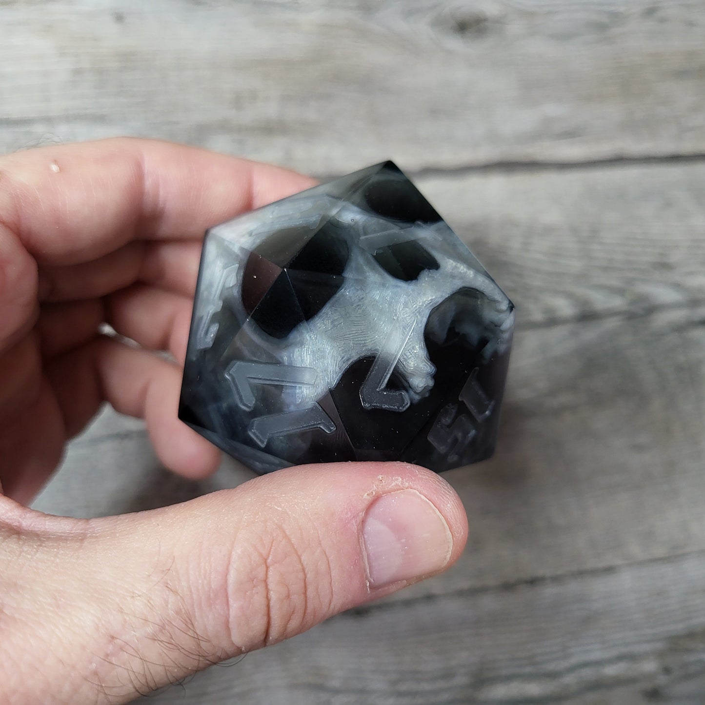 D20 Dice in 66mm jumbo size with skull inside for role playing games for Dungeons and Dragons