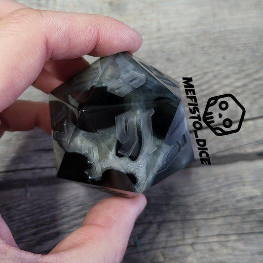 D20 Dice in 66mm jumbo size with skull inside for role playing games for Dungeons and Dragons