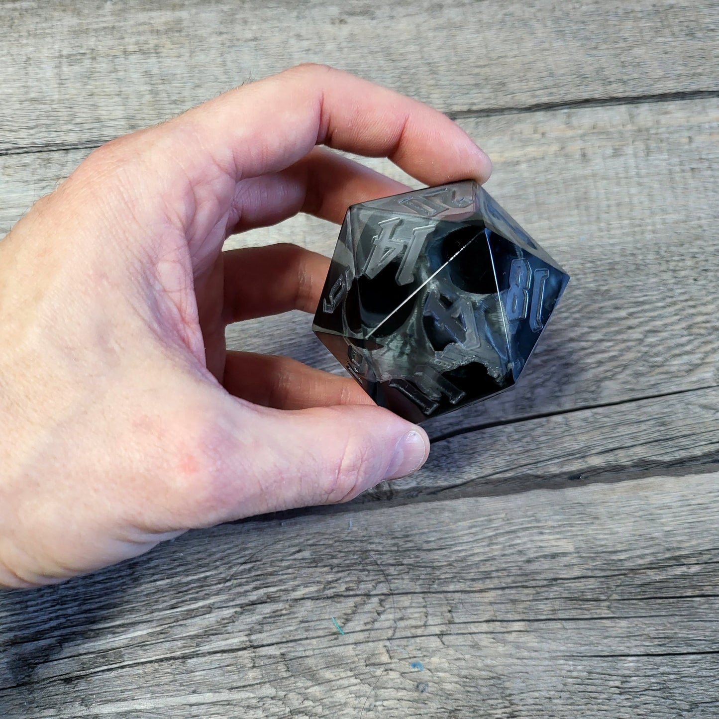 D20 Dice in 66mm jumbo size with skull inside for role playing games for Dungeons and Dragons