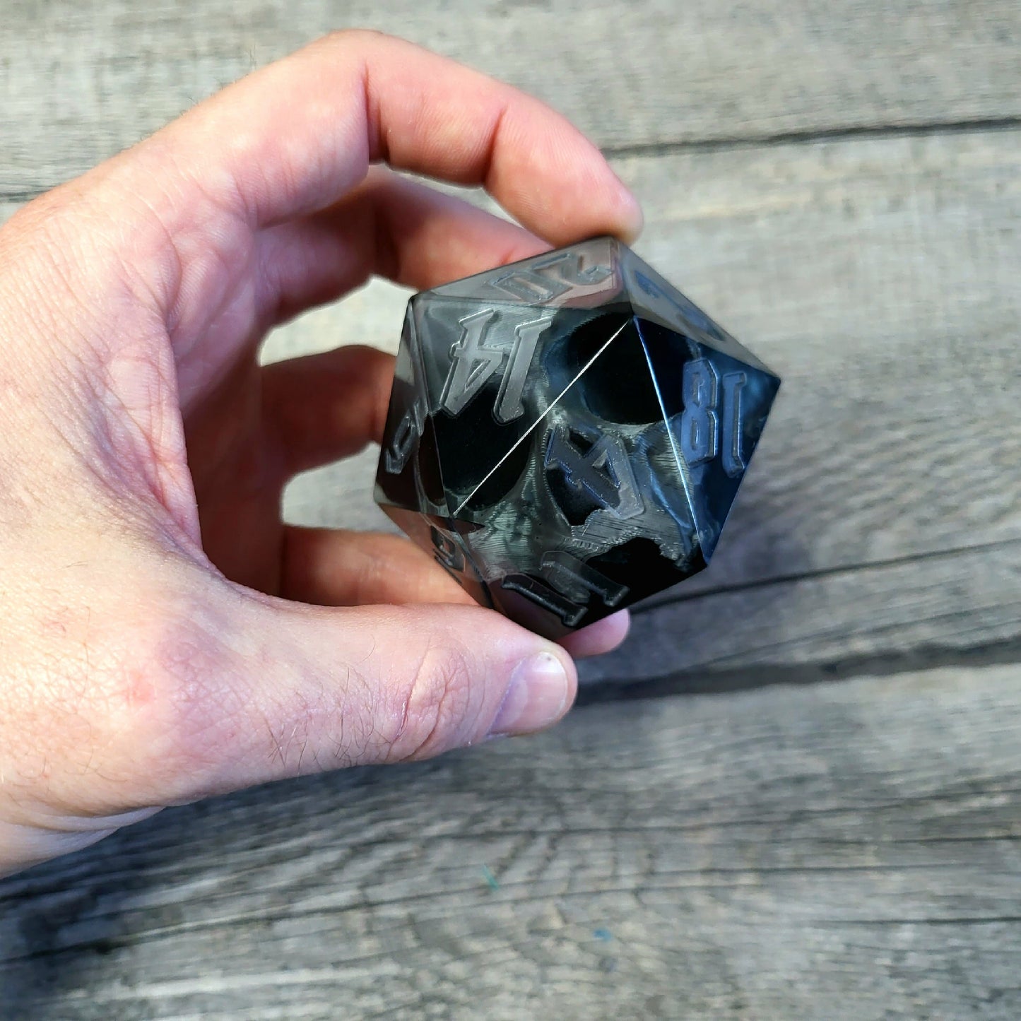 D20 Dice in 66mm jumbo size with skull inside for role playing games for Dungeons and Dragons