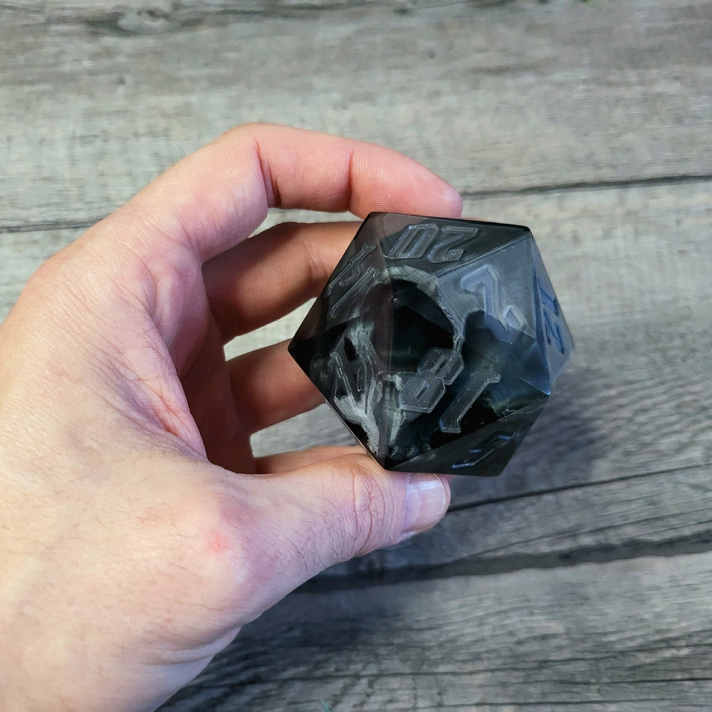D20 Dice in 66mm jumbo size with skull inside for role playing games for Dungeons and Dragons