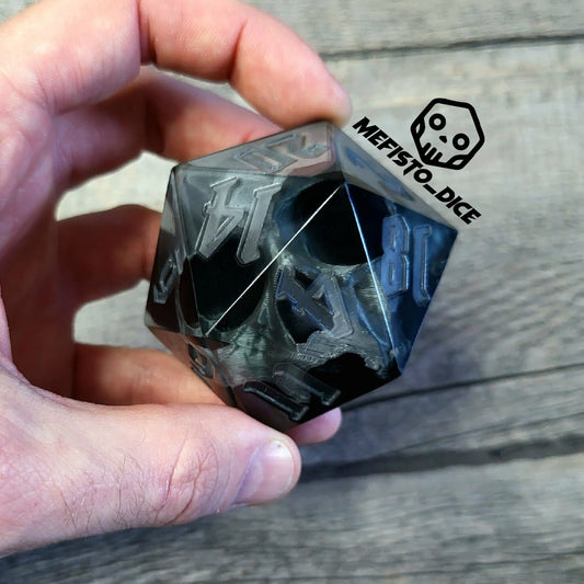 D20 Dice in 66mm jumbo size with skull inside for role playing games for Dungeons and Dragons