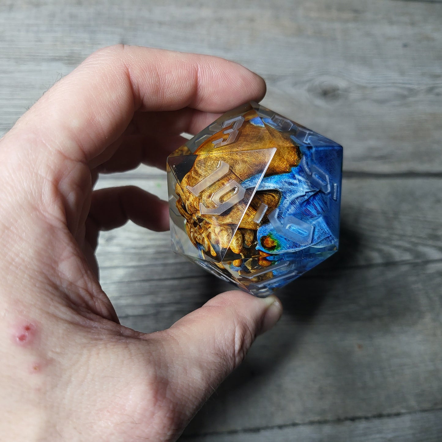 D20 Dice in 66mm jumbo size with skull inside for role playing games for Dungeons and Dragons