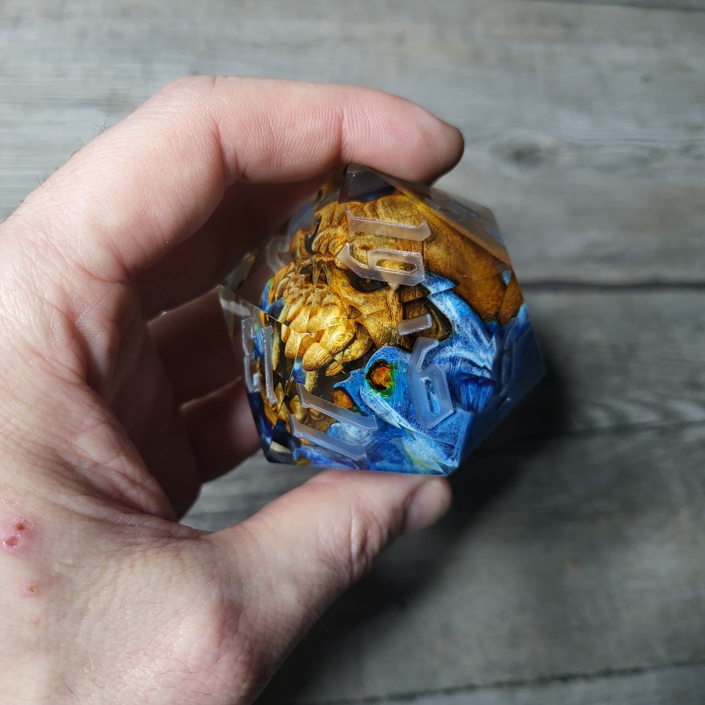 D20 Dice in 66mm jumbo size with skull inside for role playing games for Dungeons and Dragons