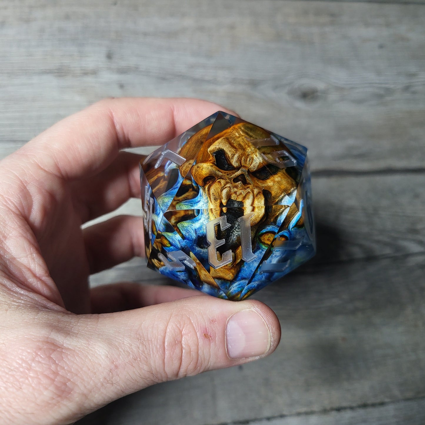 D20 Dice in 66mm jumbo size with skull inside for role playing games for Dungeons and Dragons