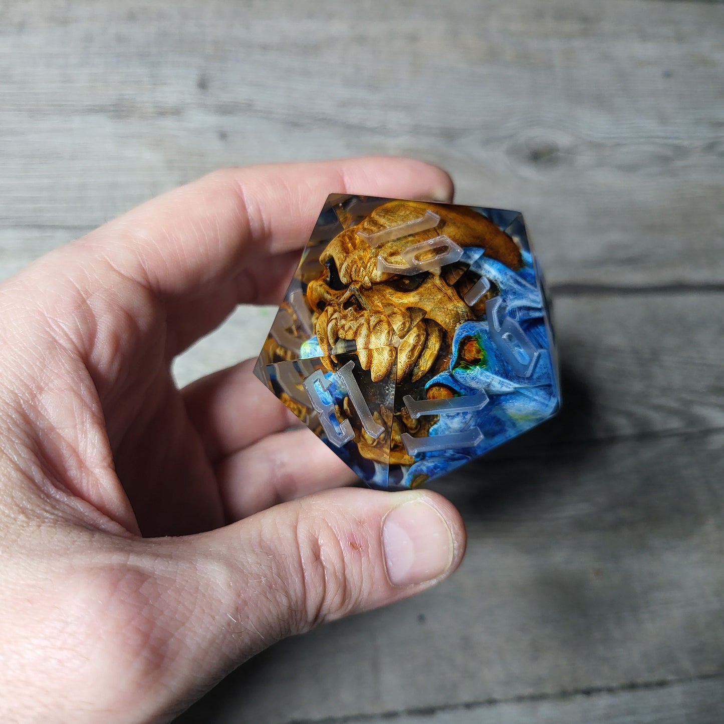 D20 Dice in 66mm jumbo size with skull inside for role playing games for Dungeons and Dragons
