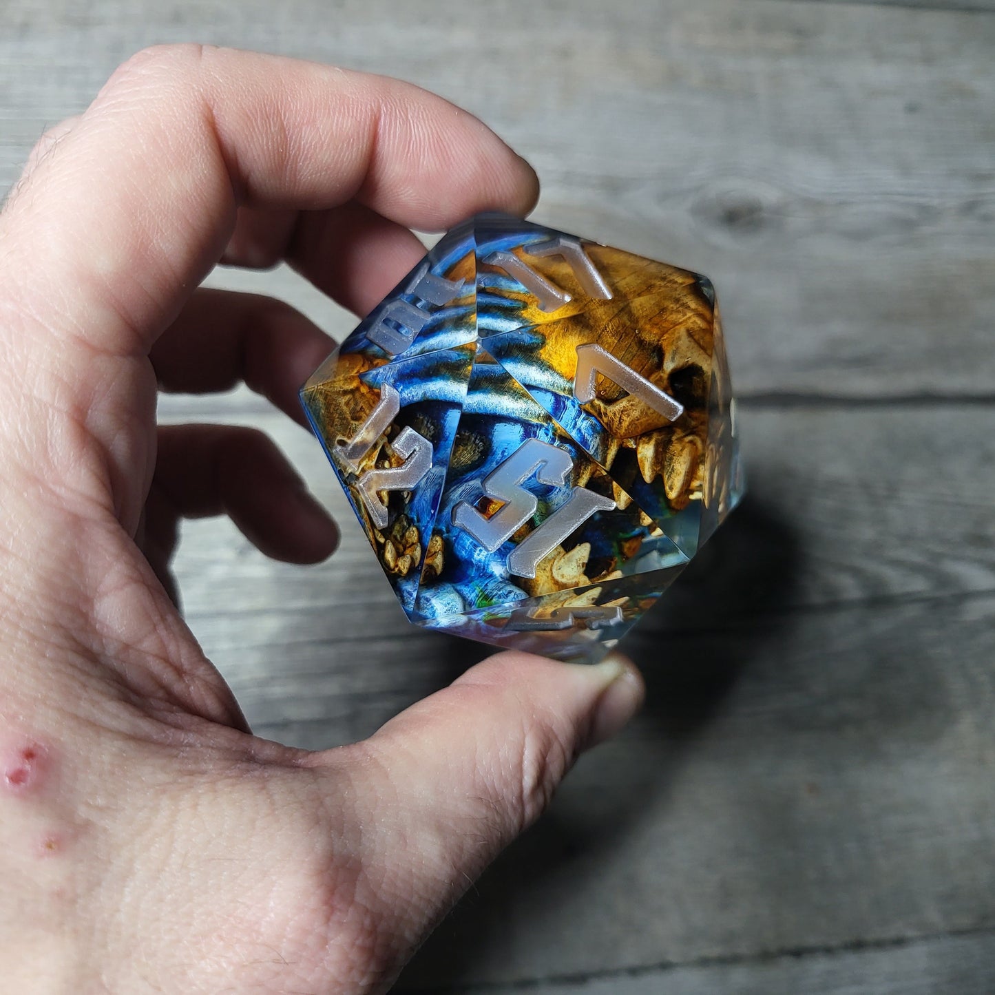 D20 Dice in 66mm jumbo size with skull inside for role playing games for Dungeons and Dragons