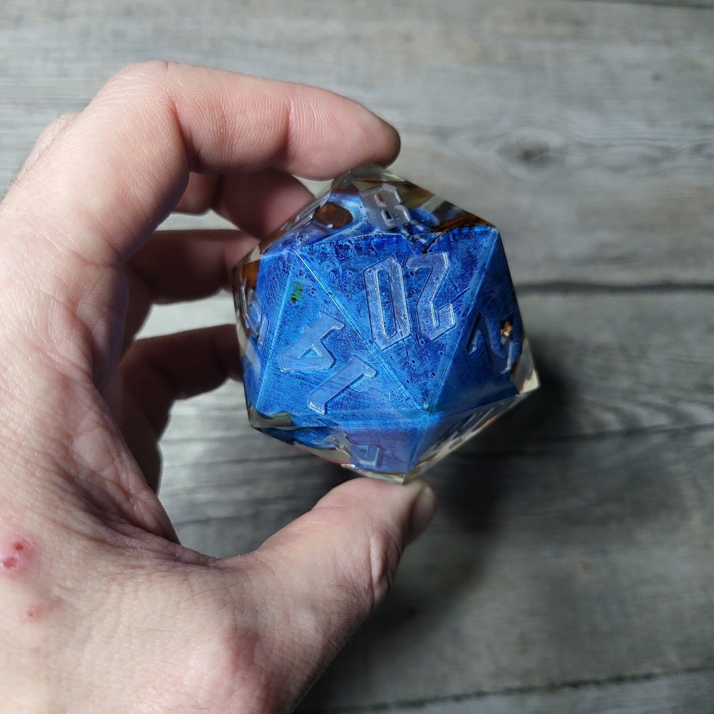 D20 Dice in 66mm jumbo size with skull inside for role playing games for Dungeons and Dragons