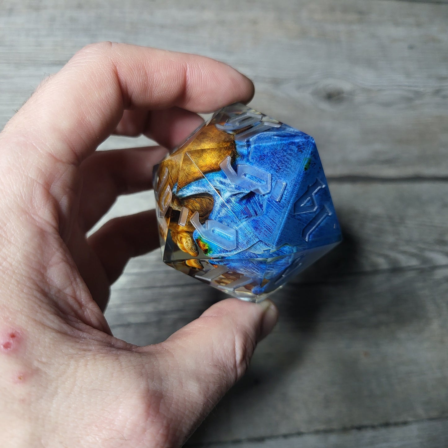 D20 Dice in 66mm jumbo size with skull inside for role playing games for Dungeons and Dragons