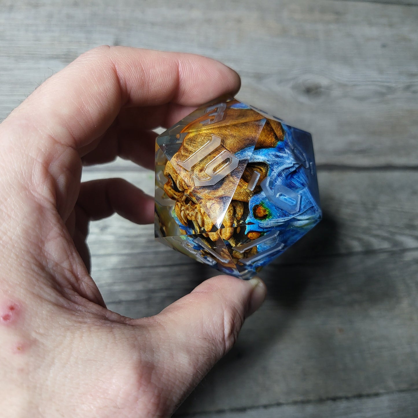 D20 Dice in 66mm jumbo size with skull inside for role playing games for Dungeons and Dragons