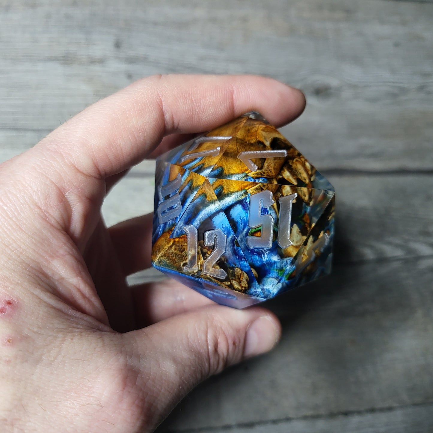 D20 Dice in 66mm jumbo size with skull inside for role playing games for Dungeons and Dragons