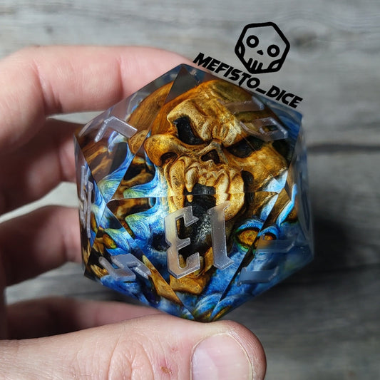 D20 Dice in 66mm jumbo size with skull inside for role playing games for Dungeons and Dragons