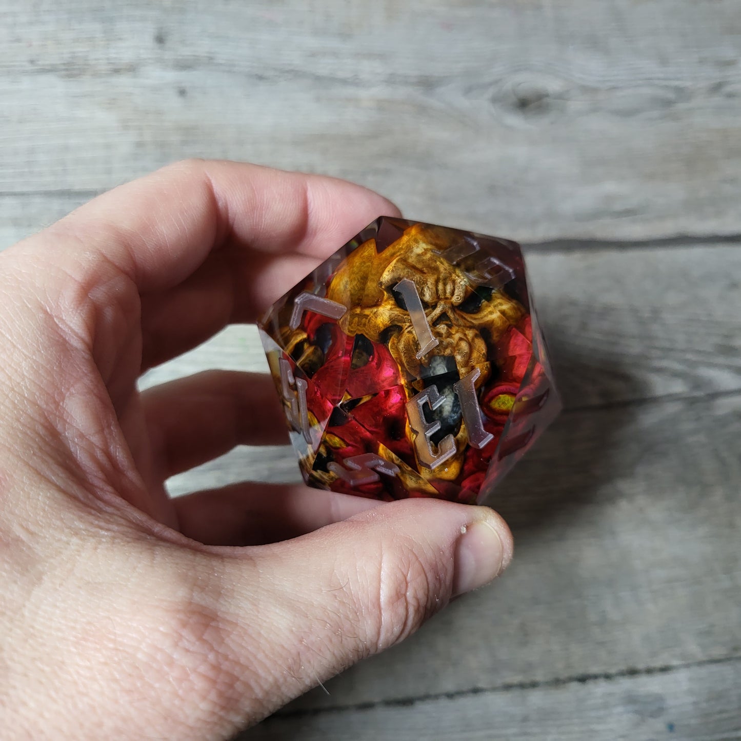 D20 Dice in 66mm jumbo size with skull inside for role playing games for Dungeons and Dragons