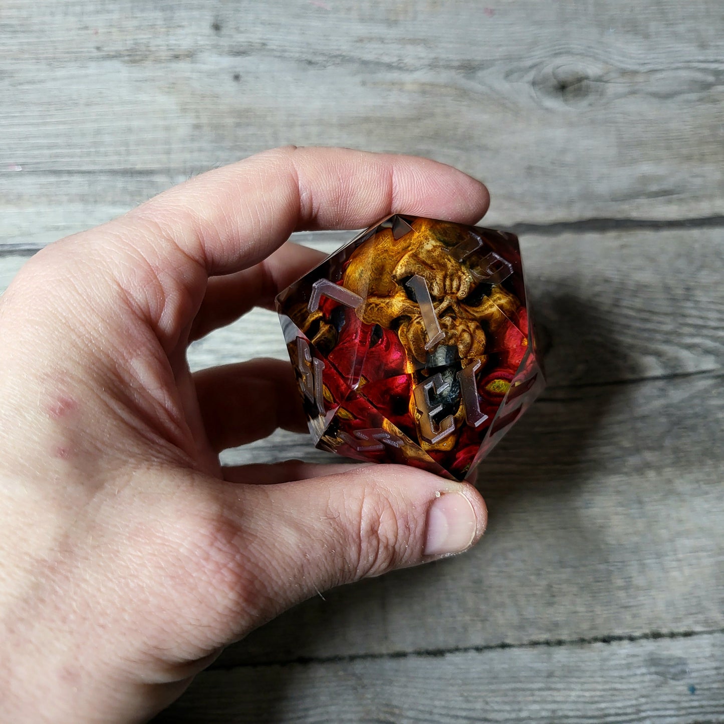 D20 Dice in 66mm jumbo size with skull inside for role playing games for Dungeons and Dragons
