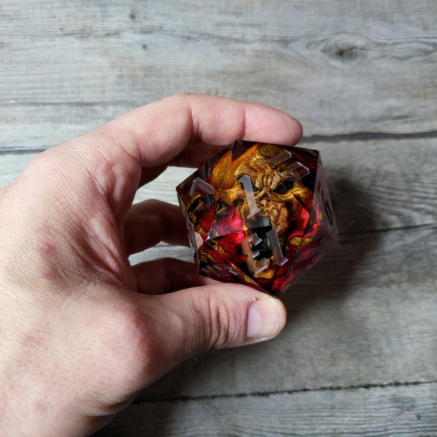 D20 Dice in 66mm jumbo size with skull inside for role playing games for Dungeons and Dragons