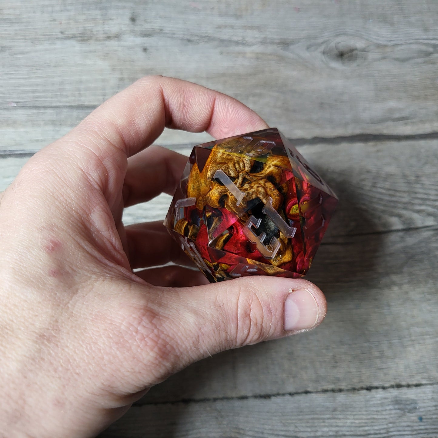 D20 Dice in 66mm jumbo size with skull inside for role playing games for Dungeons and Dragons