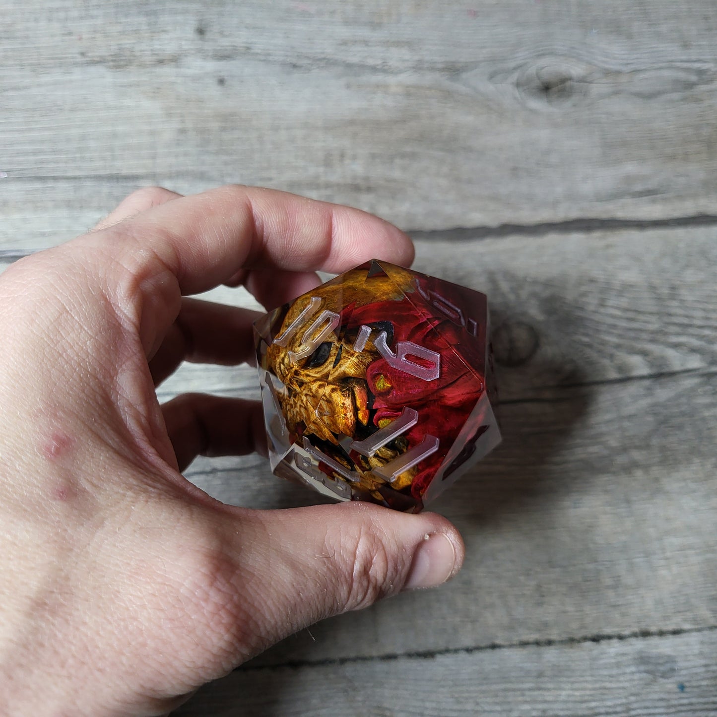 D20 Dice in 66mm jumbo size with skull inside for role playing games for Dungeons and Dragons