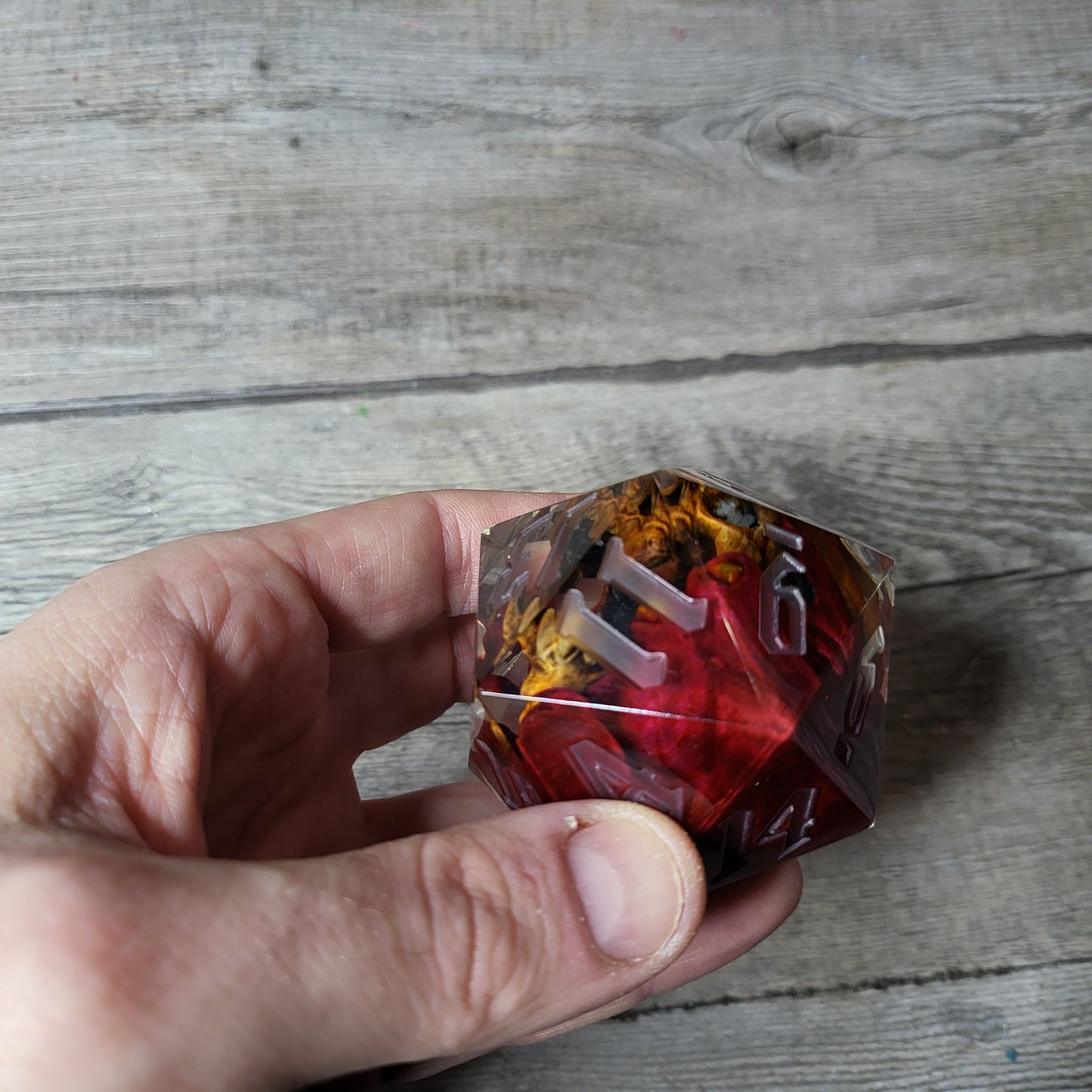 D20 Dice in 66mm jumbo size with skull inside for role playing games for Dungeons and Dragons