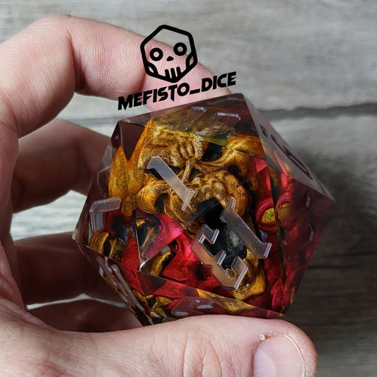 D20 Dice in 66mm jumbo size with skull inside for role playing games for Dungeons and Dragons