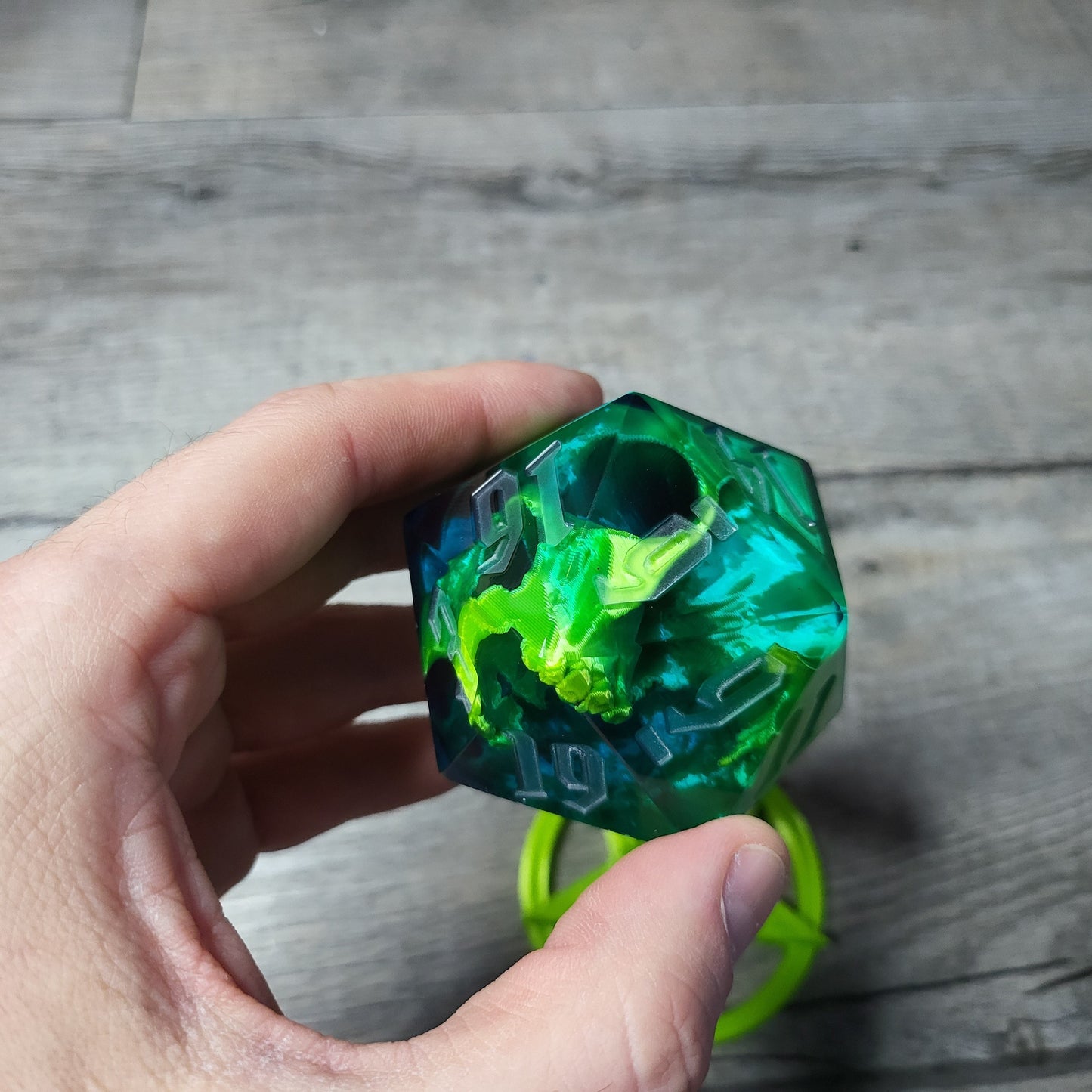 D20 Dice in 66mm jumbo size with skull inside for role playing games for Dungeons and Dragons