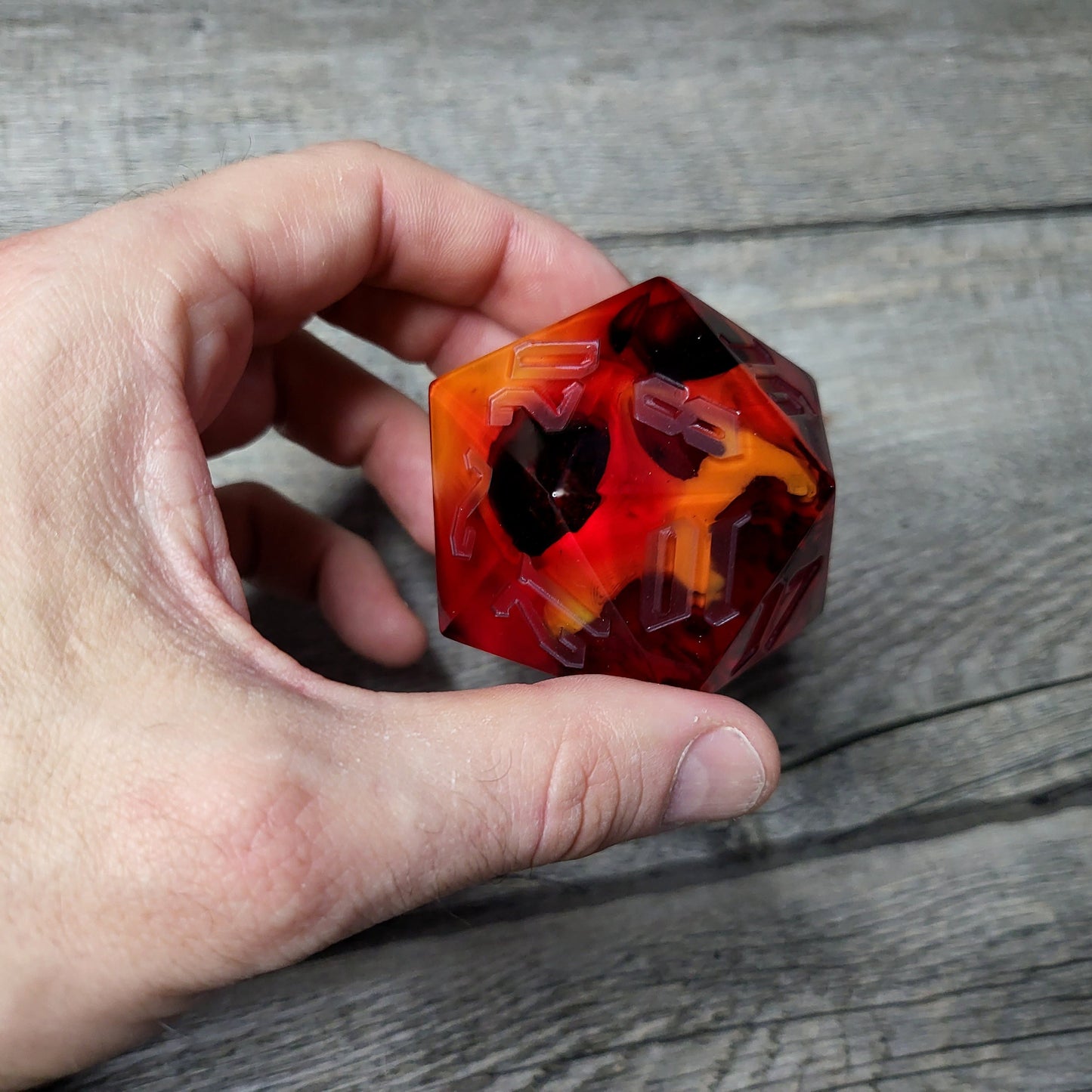 D20 Dice in 66mm jumbo size with skull inside for role playing games for Dungeons and Dragons