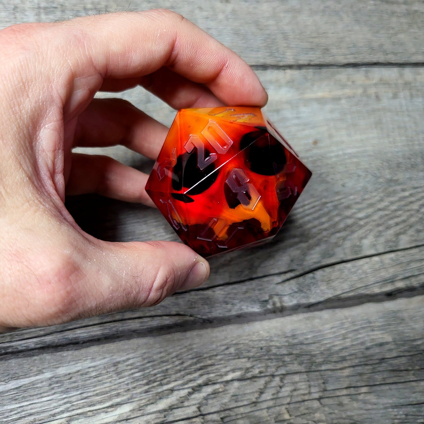 D20 Dice in 66mm jumbo size with skull inside for role playing games for Dungeons and Dragons