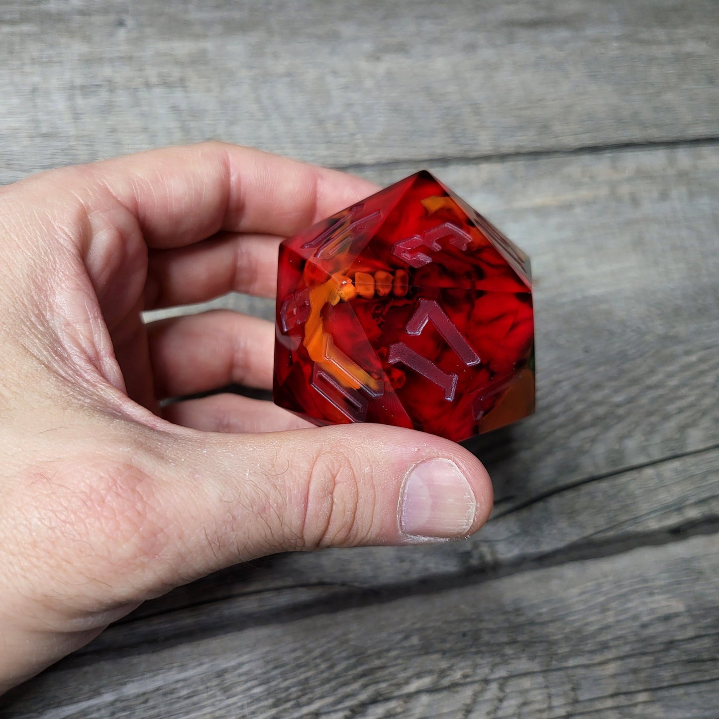 D20 Dice in 66mm jumbo size with skull inside for role playing games for Dungeons and Dragons