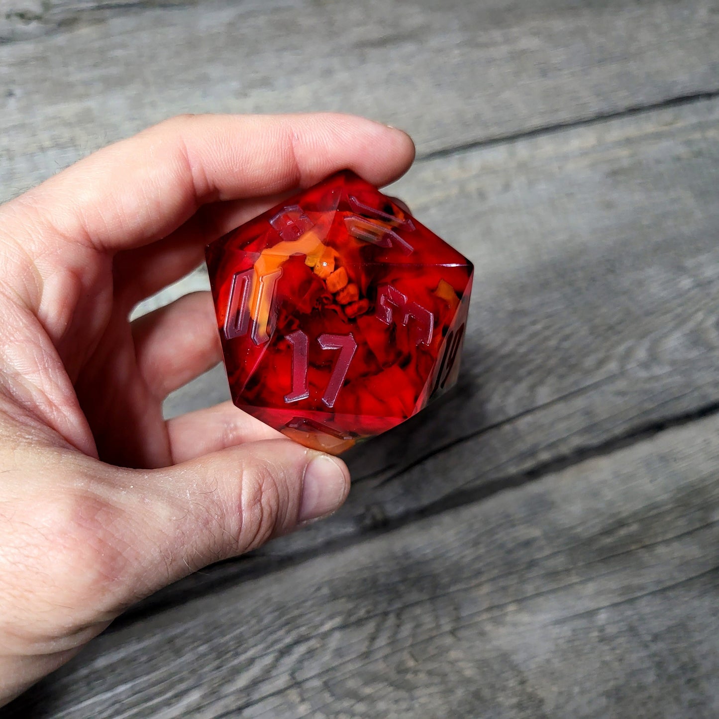D20 Dice in 66mm jumbo size with skull inside for role playing games for Dungeons and Dragons